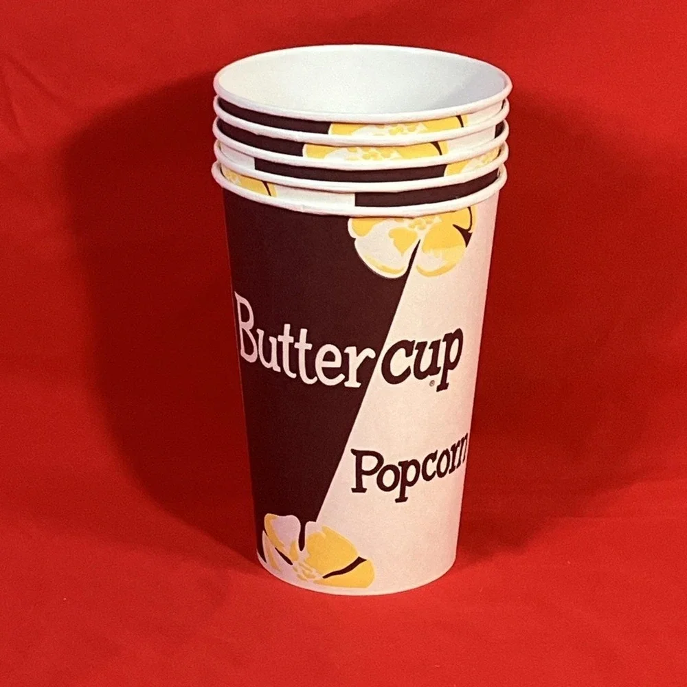 4 - Vintage 1980's Buttercup Popcorn Paper Tubs Sweetheart Cup TV Movie Prop #3
